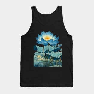 Egyptian Blue Lotus Flower on a dark (Knocked Out) background Tank Top